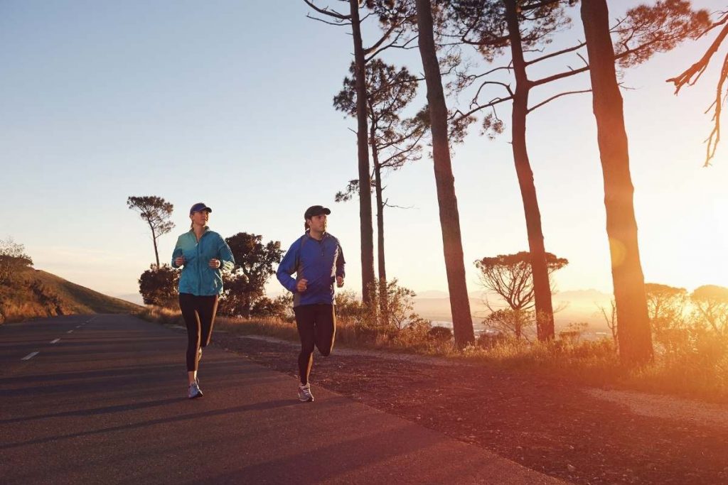 Running at sunrise